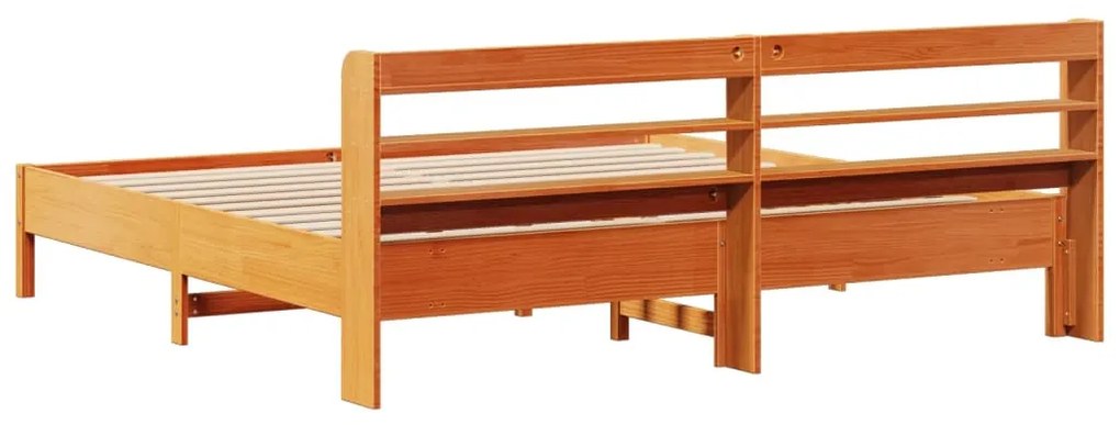 Cama sem colchão 200x200 cm pinho maciço castanho-mel