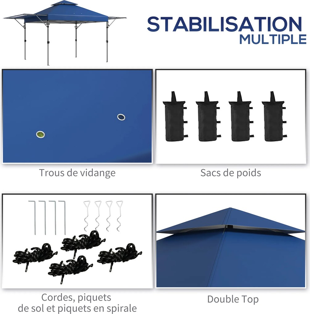 Tenda pop-up dobrável para jardim, 5 x 3 m, em tecido Oxford com 2 paredes ajustáveis, incluindo saco de transporte com Rodas azul