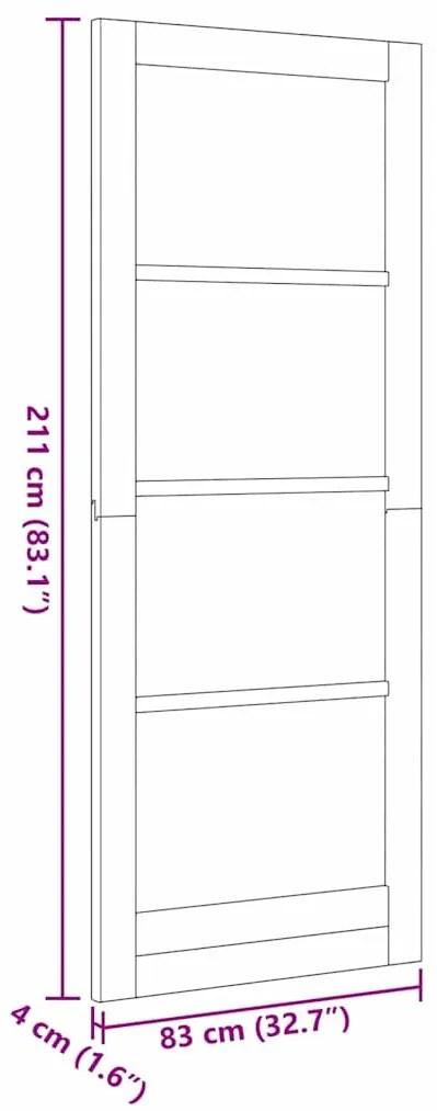 Porta Interior "ORKDAL" 83x211x4 cm de Madeira Sólida de Pinheiro