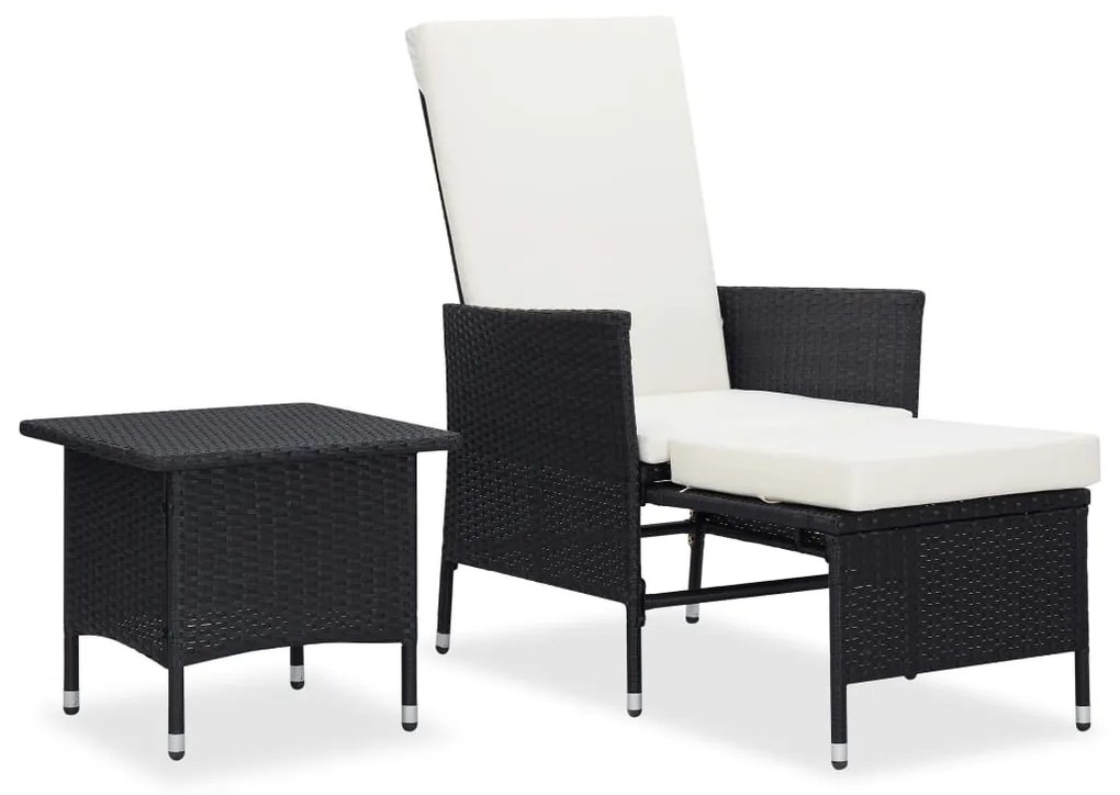 310231 vidaXL 2 pcs conjunto lounge de jardim c/ almofadões vime PE preto