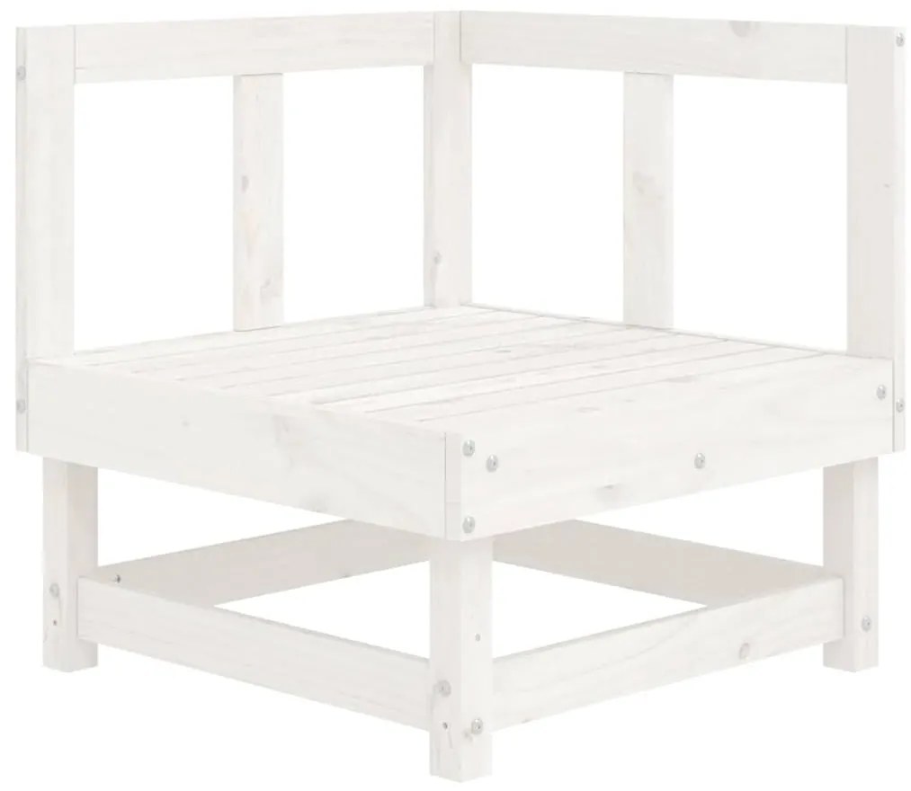 Sofá de canto com almofadões pinho maciço branco
