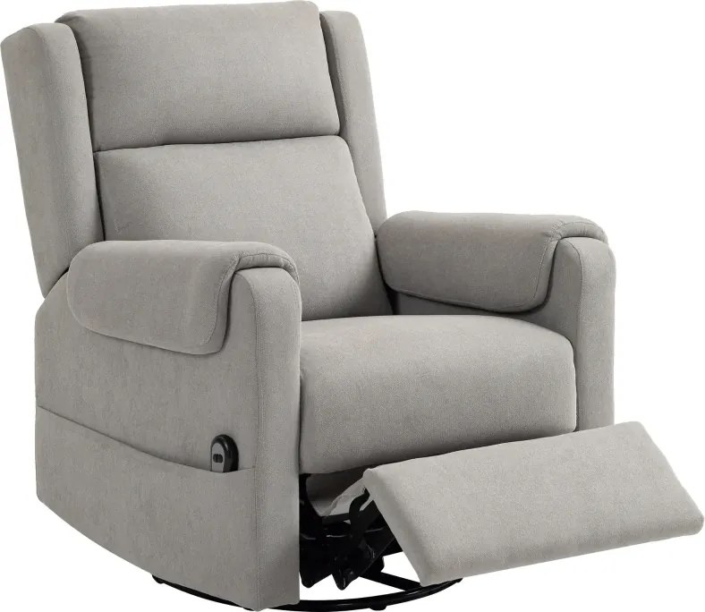 Poltrona Relax Reclinável Elétrica Giratória e Basculante com Apoio para os Pés Ajustável Controlo Remoto 86x89x99 cm Cinzento Claro