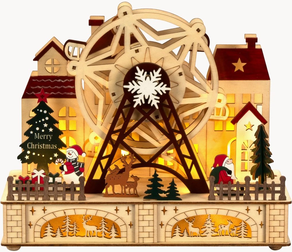 Decoração de Natal LED em madeira de choupo Amusement Park