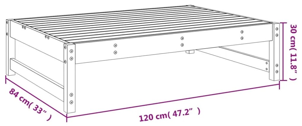 Apoio de pés para jardim 120x80 cm pinho maciço branco