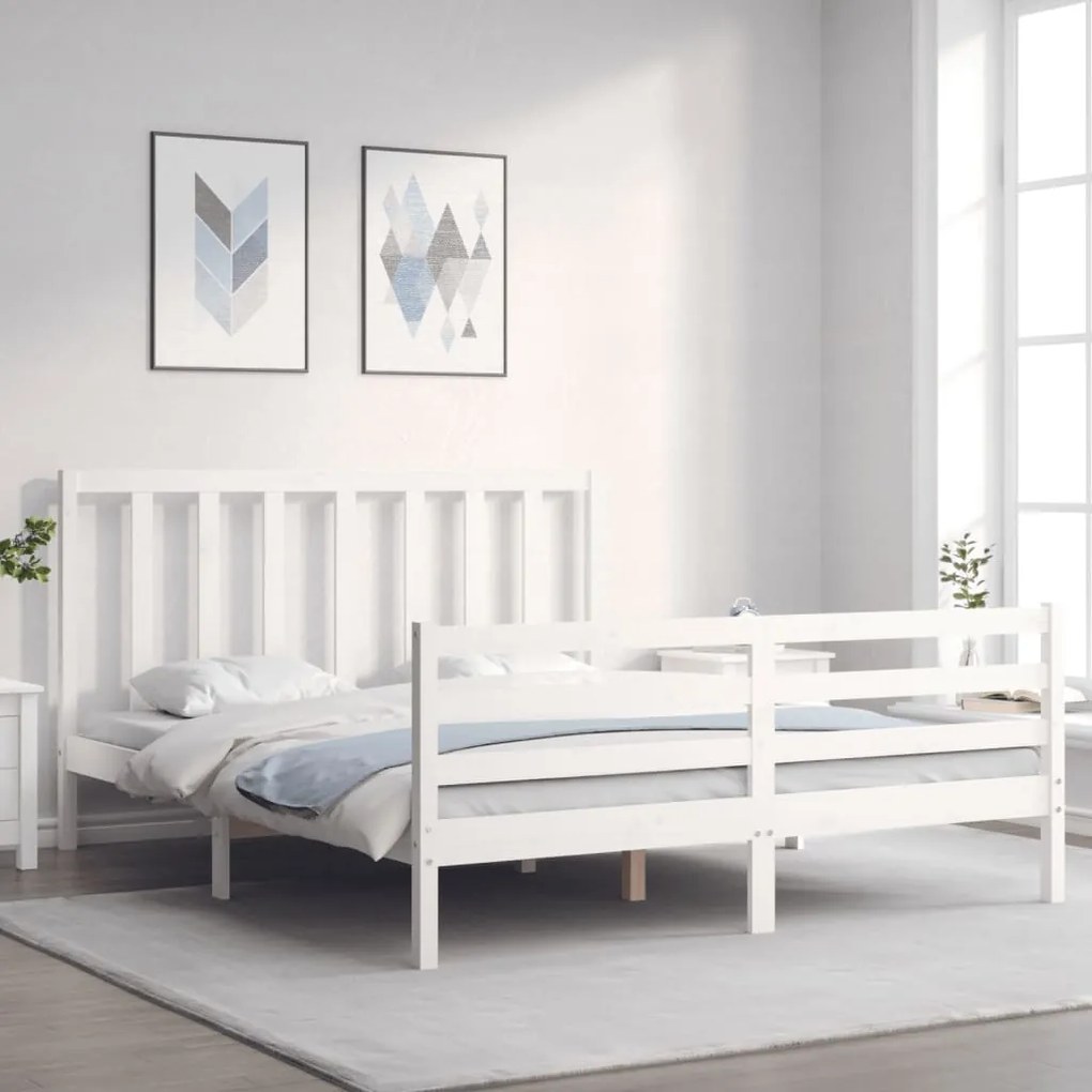 vidaXL Cama sem colchão 160x200 cm madeira de pinho maciça branco
