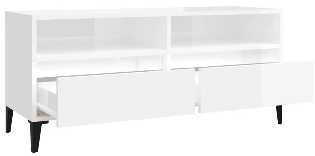 Móvel p/ TV 100x34,5x44,5 cm derivados madeira branco brilhante