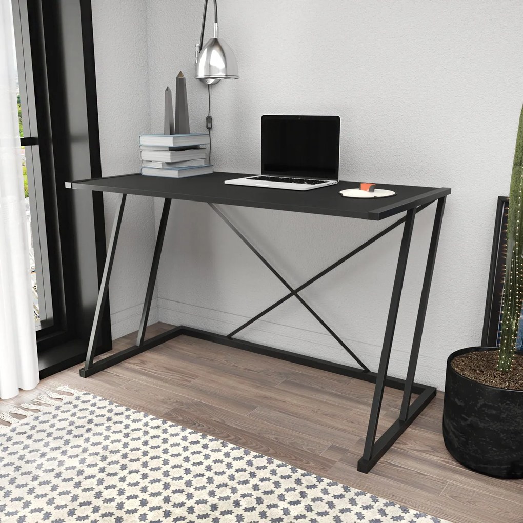 Secretária para Estudo Adelaide – Preto Antracite – 114x60x75 cm