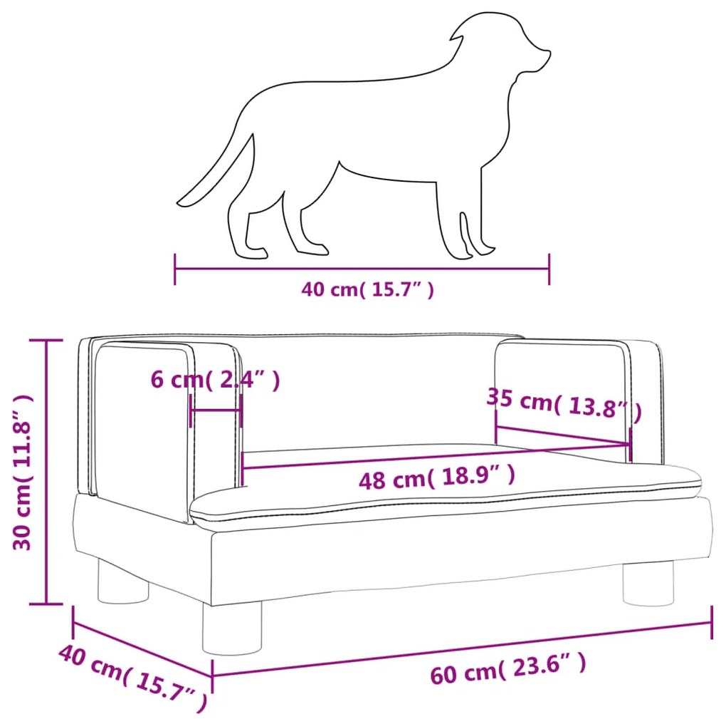 Cama para cães 60x40x30 cm couro artificial preto