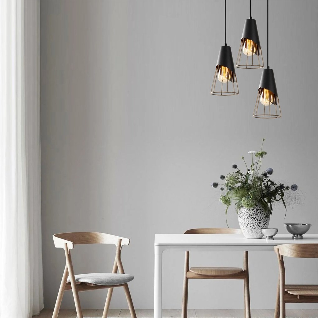 Chandelier Sivani Tel – Preto – Diâmetro 40 cm, Altura 124 cm