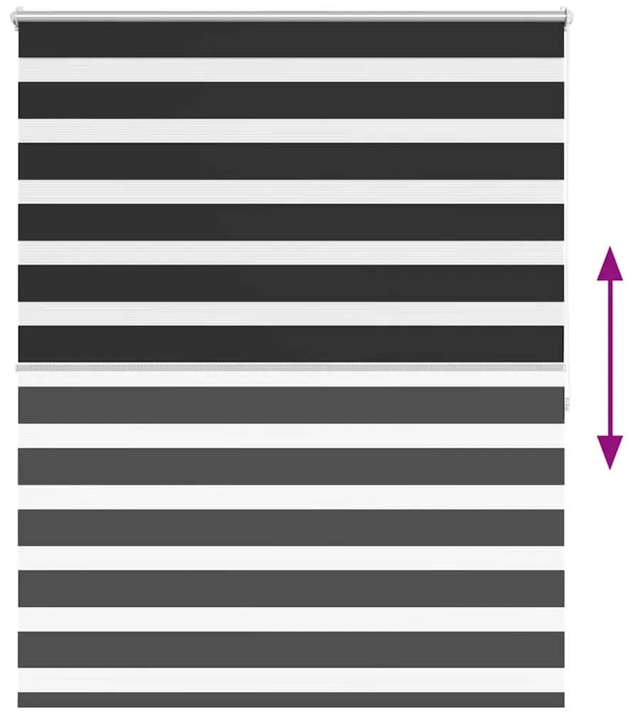 Estore de rolo 140 x 175 cm, linhas de zebra / Preto