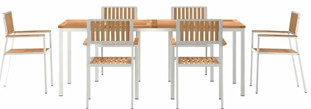 Conjunto de Jantar de Jardim de 7 Peças Madeira Sólida de Teca vidaXL