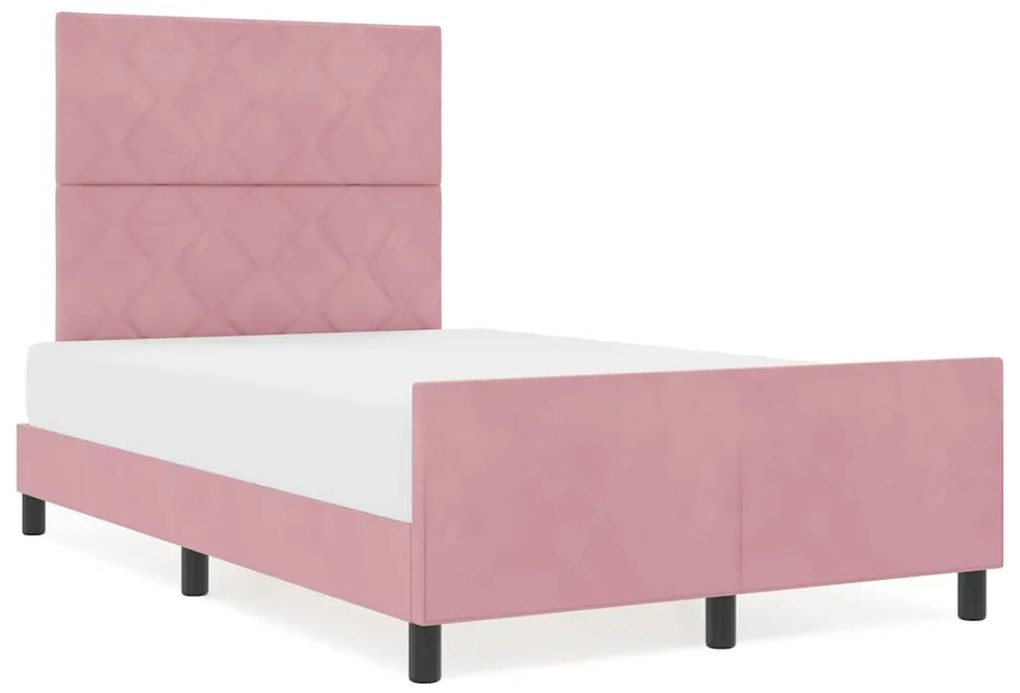 Cama vidaXL Rosa 120x200 cm Veludo