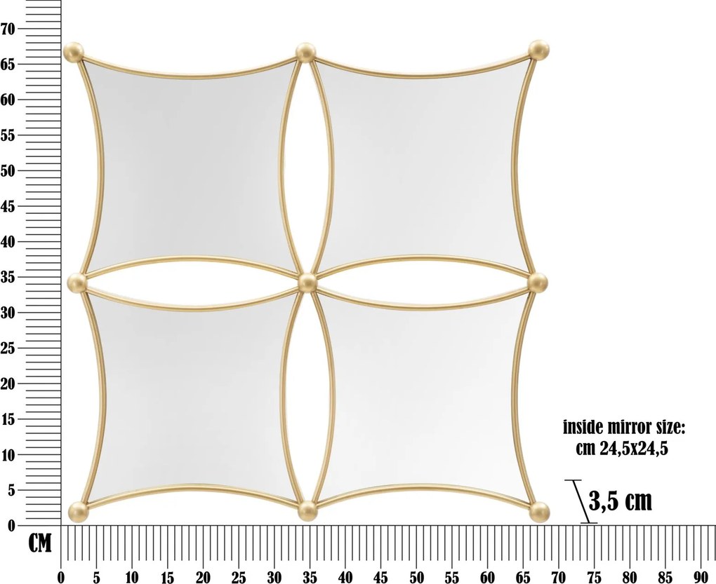 ESPELHO DE PAREDE JALO 68X3,5X68 CM DOURADO