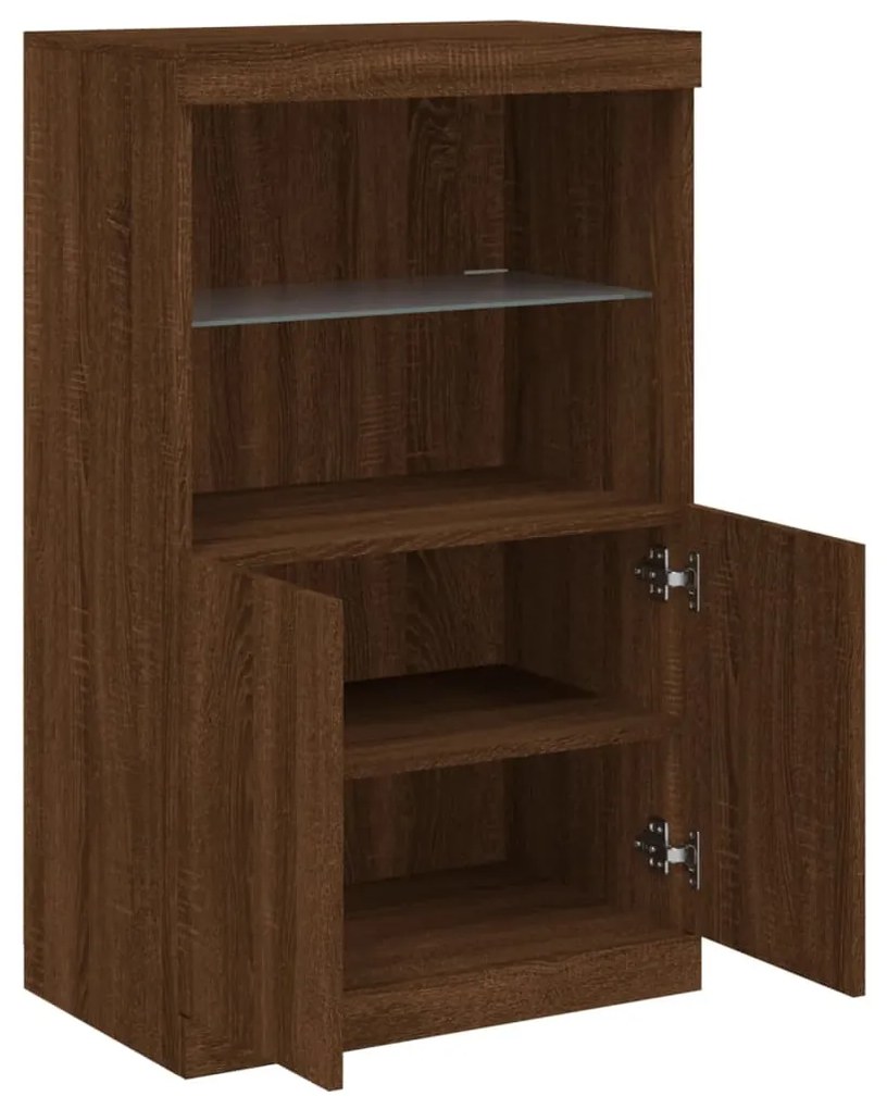 Aparador com luzes LED 60,5x37x100 cm carvalho castanho