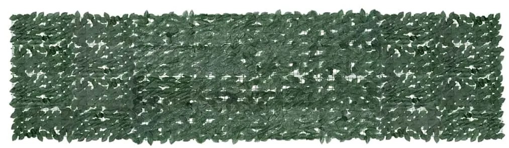 Tela de varanda com folhas verde-escuras 400x100 cm