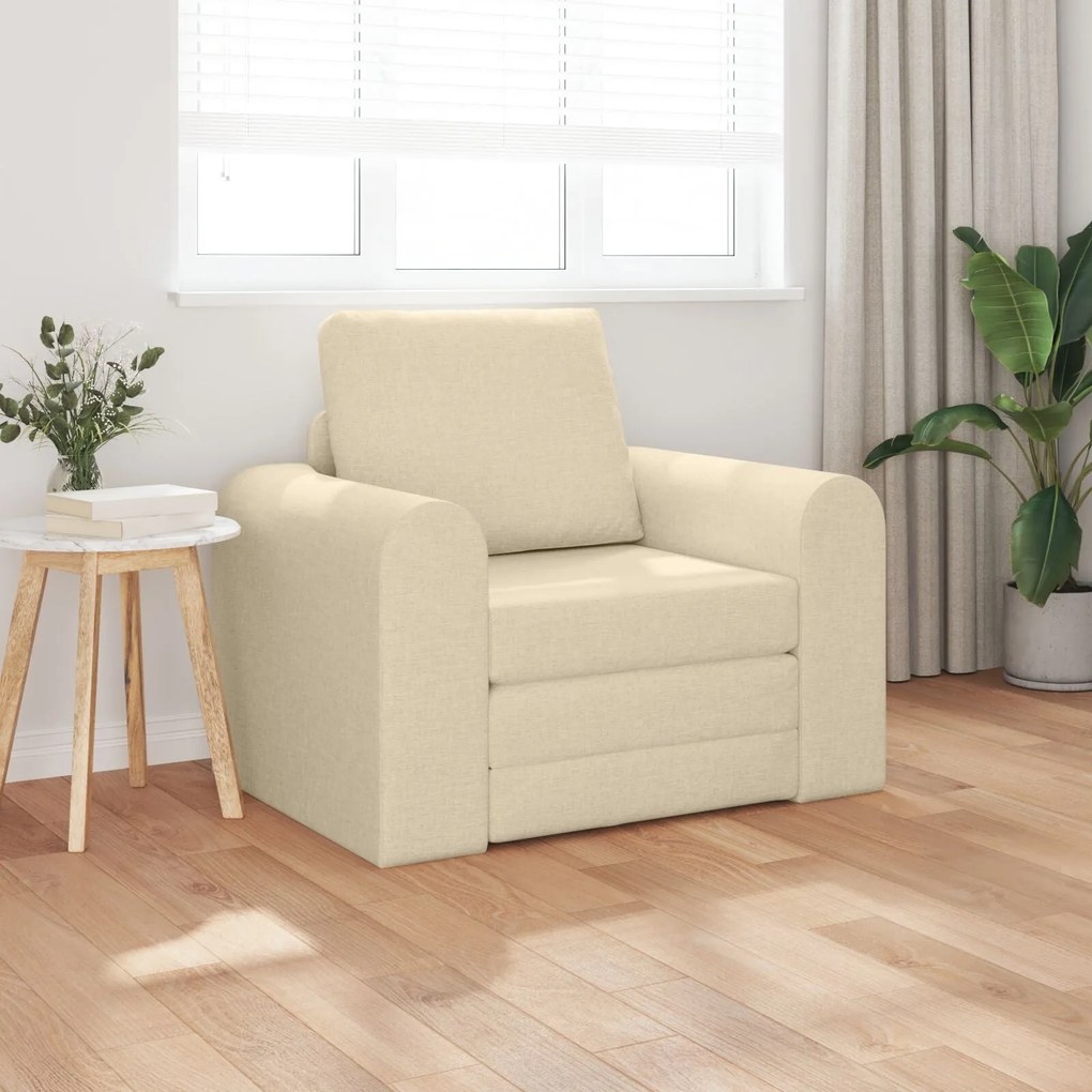 Sofá Cama 2 em 1 Creme 98x71x83 cm Tecido