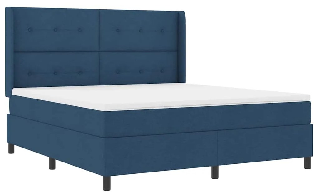 Cama Box com Colchão e LED Azul 180x200 cm, Tecido