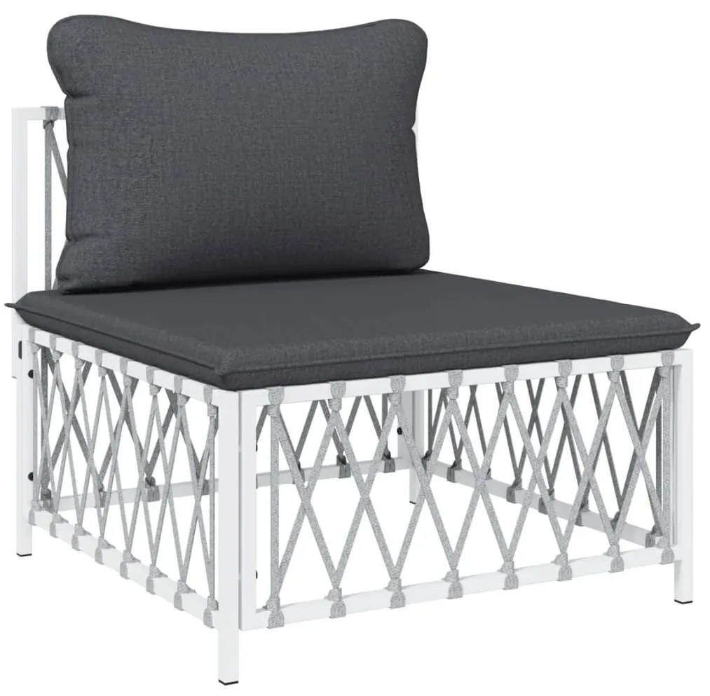 3 pcs conjunto lounge de jardim com almofadões aço branco