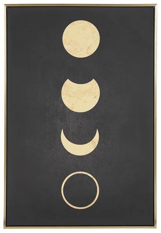 Quadro com fases da lua em preto e dourado 63 x 93 cm CAMERI Beliani