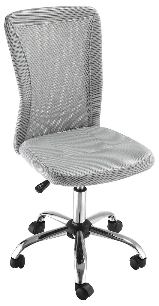 Cadeira de Escritório de Malha Giratória sem Apoio para os Braços com Altura Ajustável Carga 43x58x90-100 cm Cinza