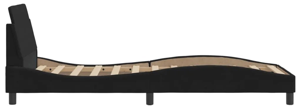 Estrutura cama c/ cabeceira sem colchão veludo 90x190 cm preto