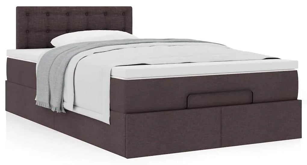 Estrutura de cama otomana com colchão 120x190cm castanho escuro