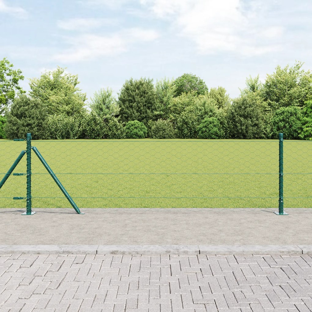 Cerca Hexagonal vidaXL Verde 0,6x10 m Aço