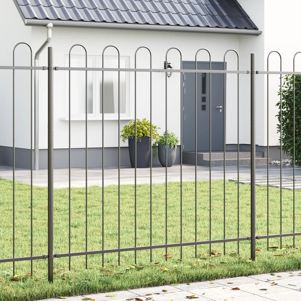 Cerca de Jardim vidaXL com Topo em Arco Cinza 10,2x1,5 m em Aço