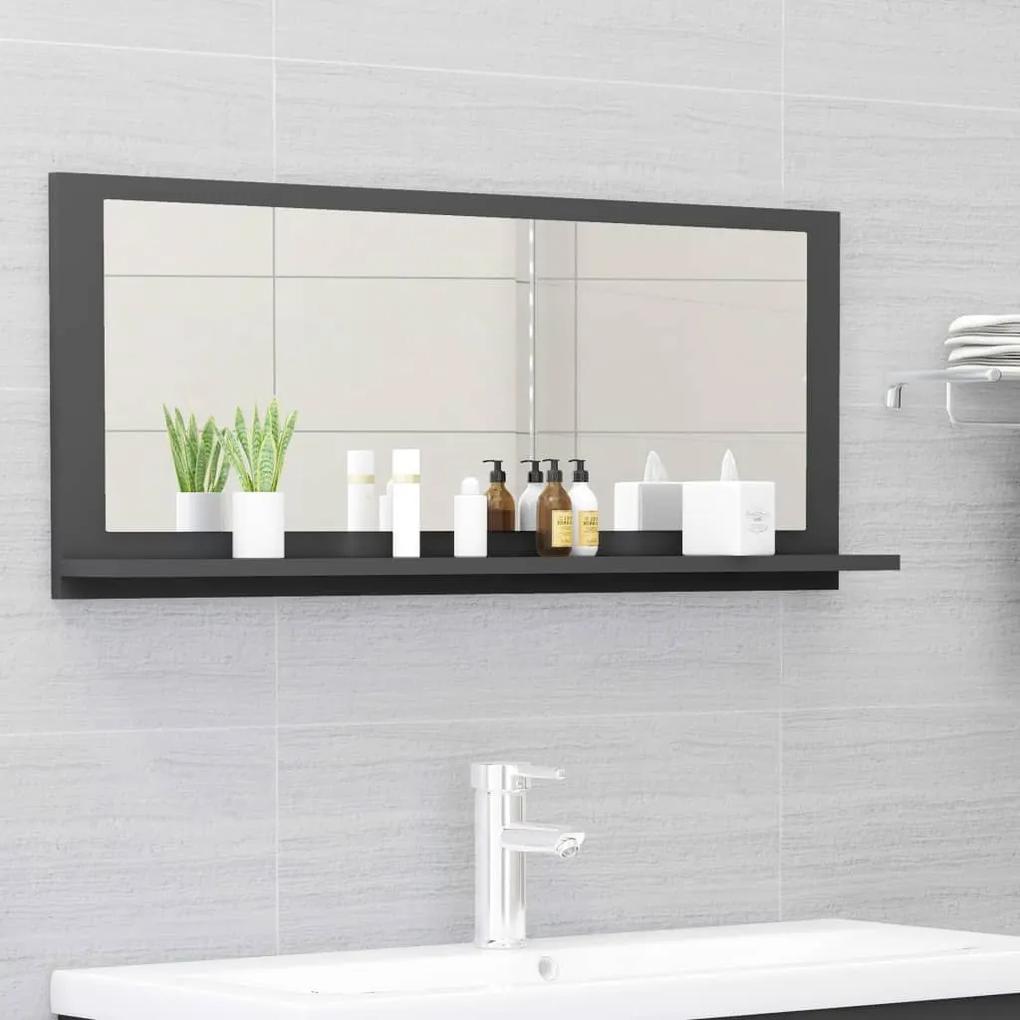 Espelho de casa de banho 90x10,5x37 cm contraplacado cinzento