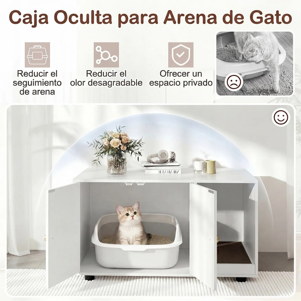 Móvel para caixa areia Gatos (CAIXA AREIA PLASTICA NÃO INCLUIDA), 90 x 50 x 50 cm, Branco
