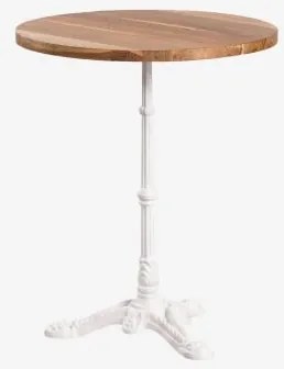 Mesa De Bar Redonda Em Madeira De Acácia Azteca Ø60 Cm & Madeira De Acácia - Branco Glacial - Sklum