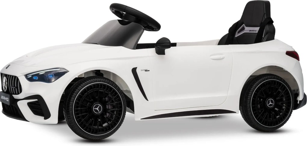 Carro elétrico para crianças Mercedes CLE 12V bateria de lítio, luzes LED, comando remoto de 2,4 GHz, ligação Bluetooth, licença ORIGINAL Branco