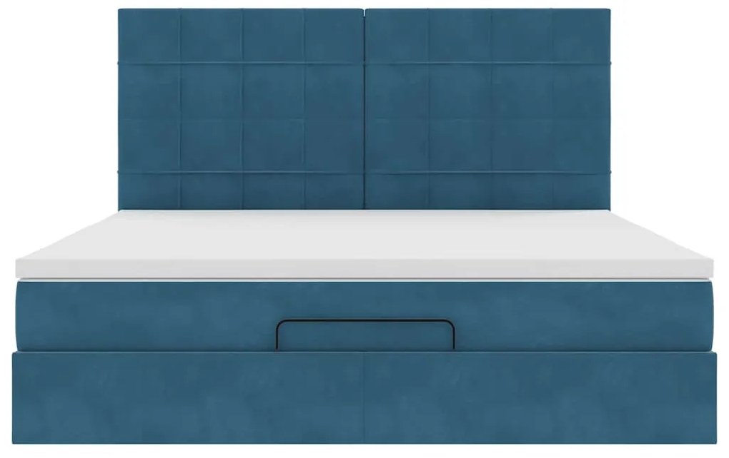 Estrutura cama otomana colchões 180x200 cm veludo azul escuro