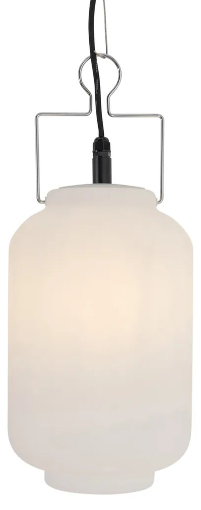 Candeeiro de suspensão exterior branco 20 cm com ficha IP44 - Pion