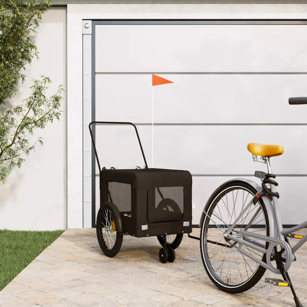 vidaXL Reboque bicicleta p/ animais tecido oxford/ferro preto