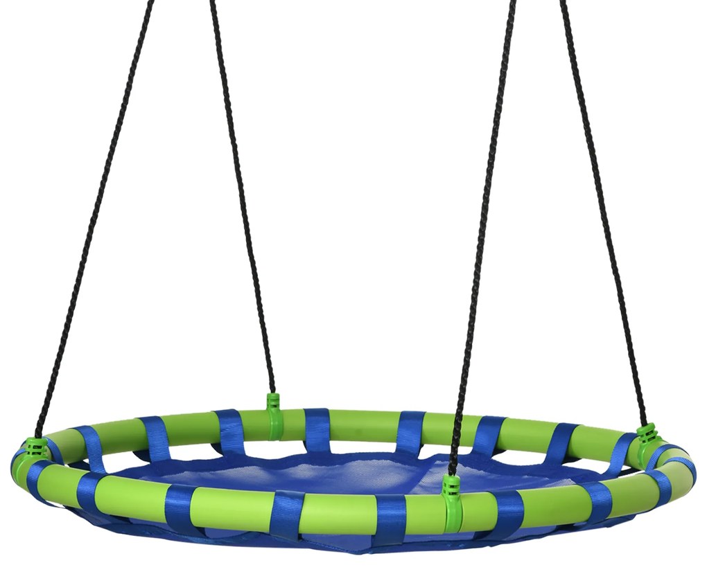 Outsunny Baloiço Infantil Ninho com Altura Ajustável Baloiço Redondo para Crianças de 3-8 Anos Carga Máxima 150 kg para Exterior Ø100x120-180 cm Azul
