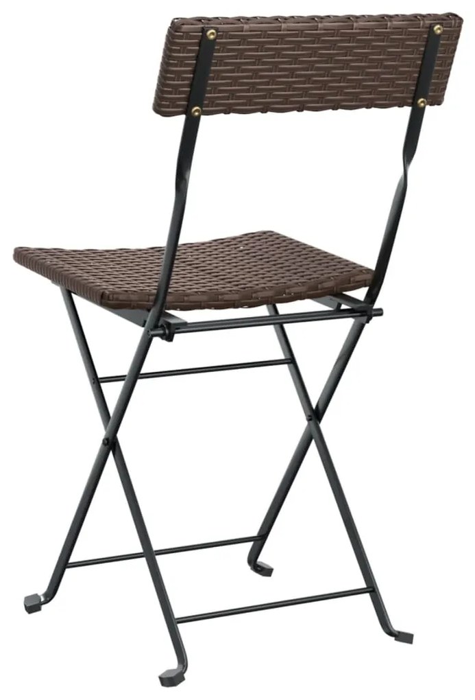 Cadeiras de bistrô dobráveis 2 pcs vime PE e aço castanho