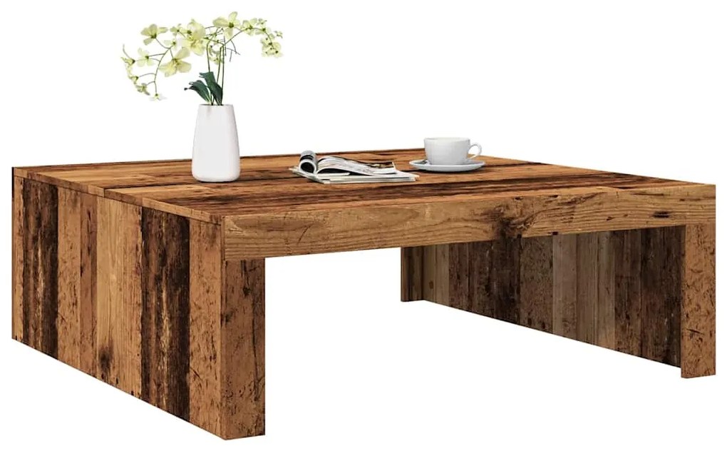 vidaXL Mesa de centro 100x100x35 cm deriv. de madeira madeira velha