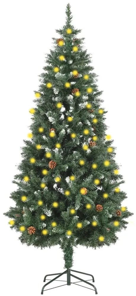 vidaXL Árvore de Natal artificial com pinhas pré-iluminada 180 cm