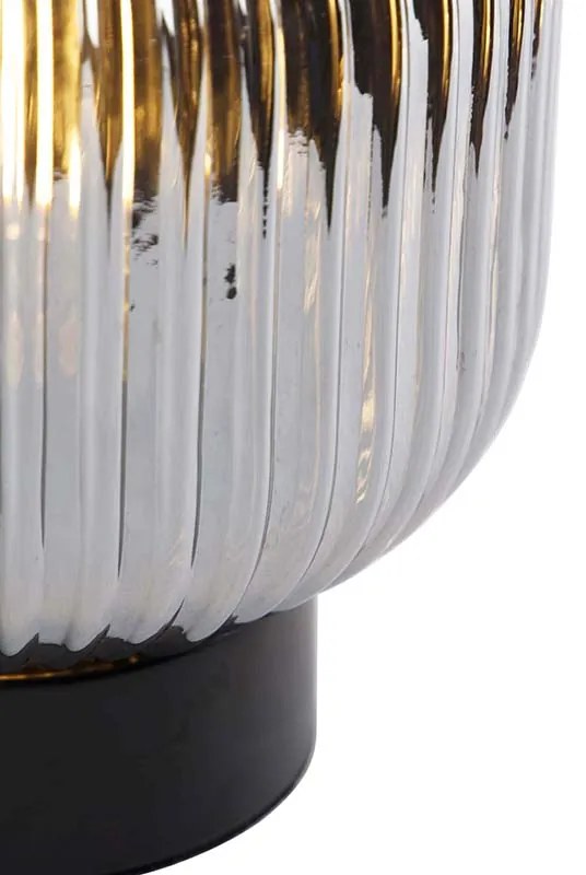 Candeeiro de mesa Art Deco preto com vidro fumê - Karel Art Deco