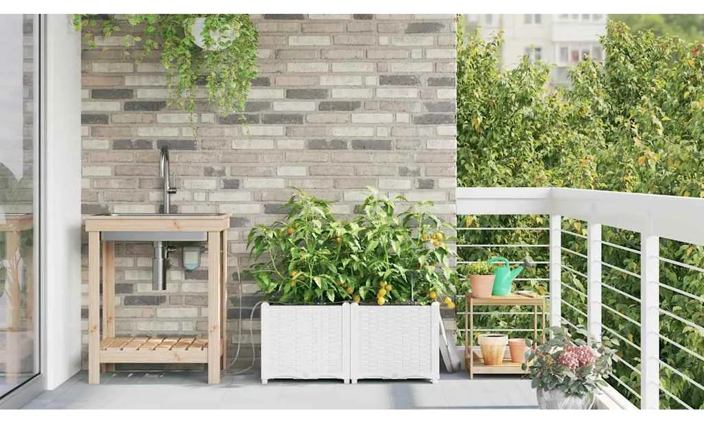 Jardineiras de Jardim 1 pc Branco 80 x 40 x 37.5 cm Plástico