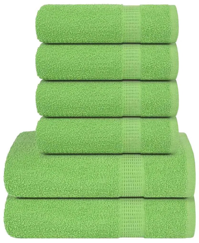 vidaXL 6pcs Conjunto toalhas banho 360 gsm 100% algodão verde maça