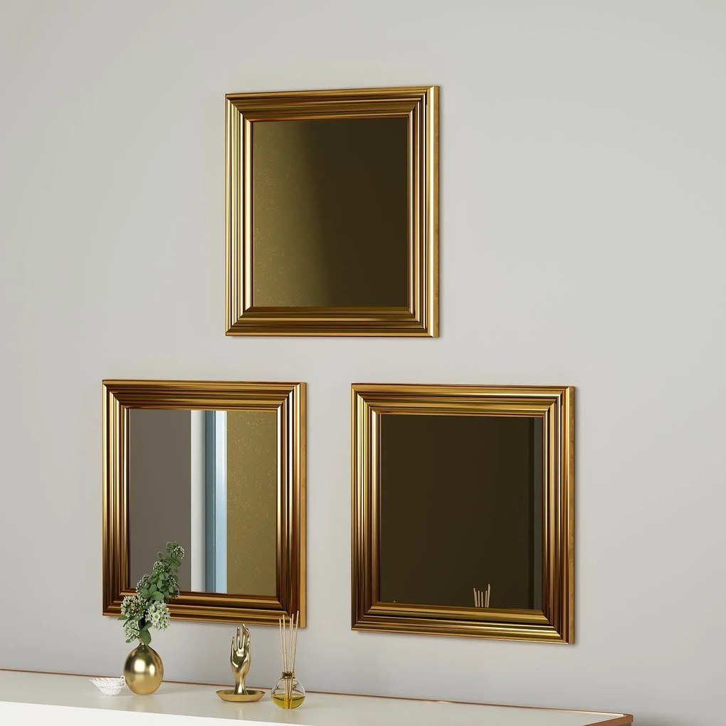 Conjunto de Espelhos Otto – Dourado – 40 x 40 x 3 cm (3 Peças)