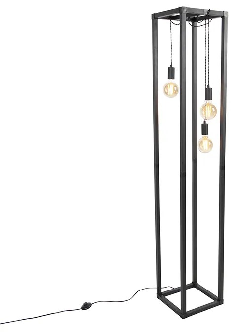 Candeeiro de pé industrial preto 3 luzes - Big Cage Industrial,Design