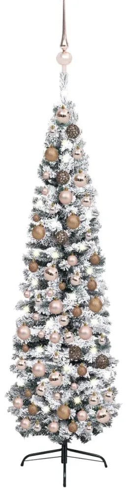 vidaXL Árvore Natal artificial fina pré-iluminada c/ bolas 180cm verde