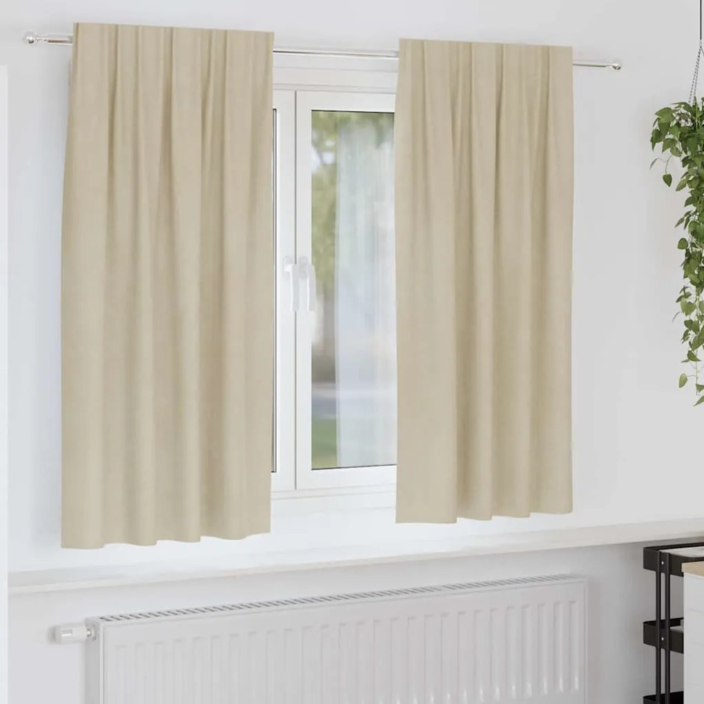 vidaXL Cortinas com cortinas 2 pcs Creme 140 x 175 cm Veludo