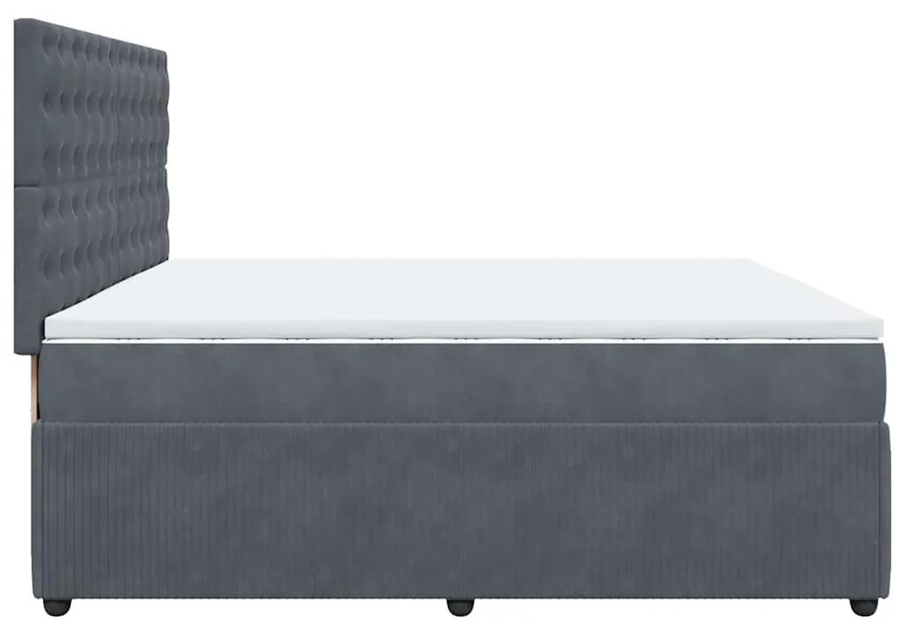 Cama com molas/colchão 200x200 cm veludo cinzento-escuro