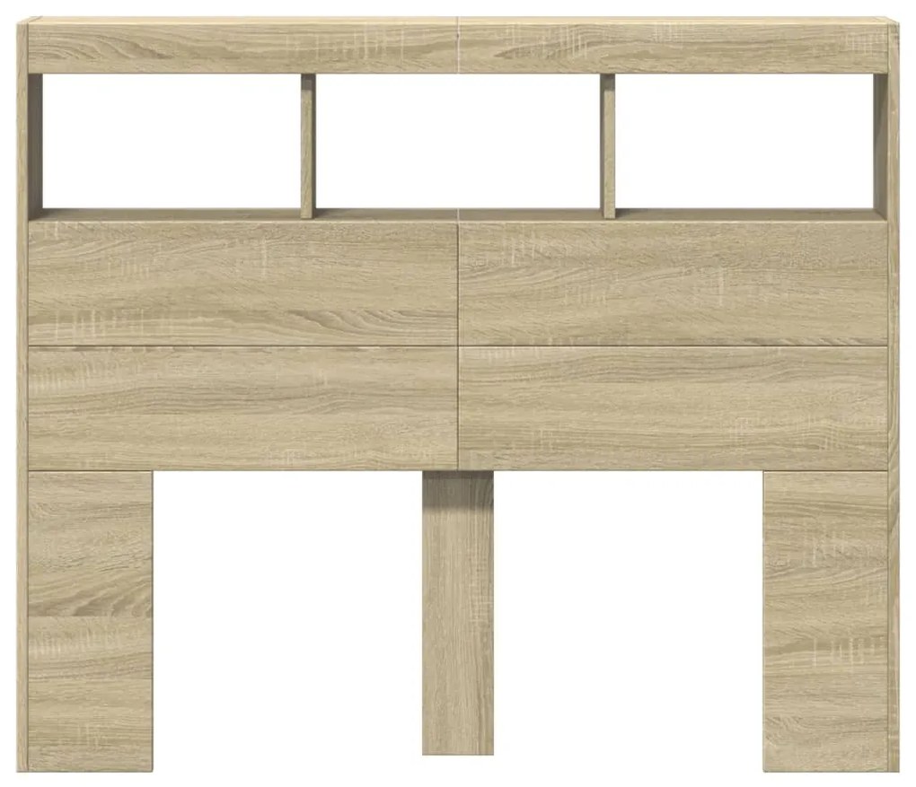 Armário de cabeceira c/ luzes LED 120x17x102 cm carvalho sonoma