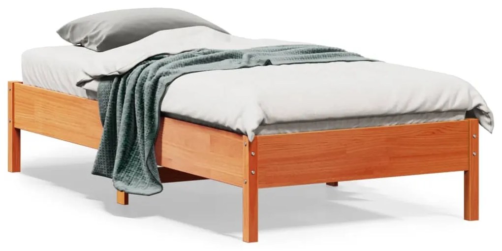 Estrutura de cama 75x190 cm madeira pinho maciça castanho cera