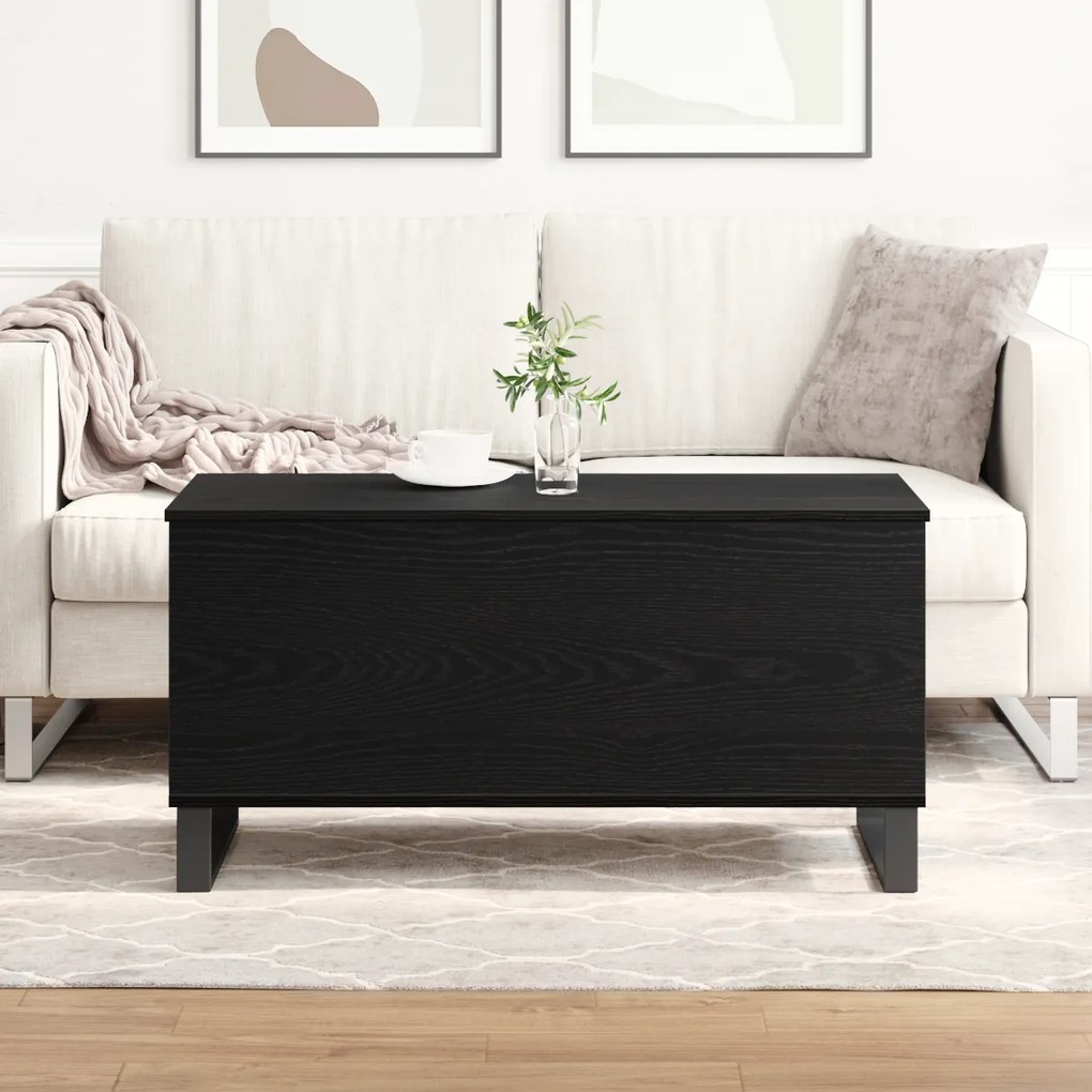 Mesa de Centro Carvalho Preto 90x44,5x45 cm Madeira Aglomerada